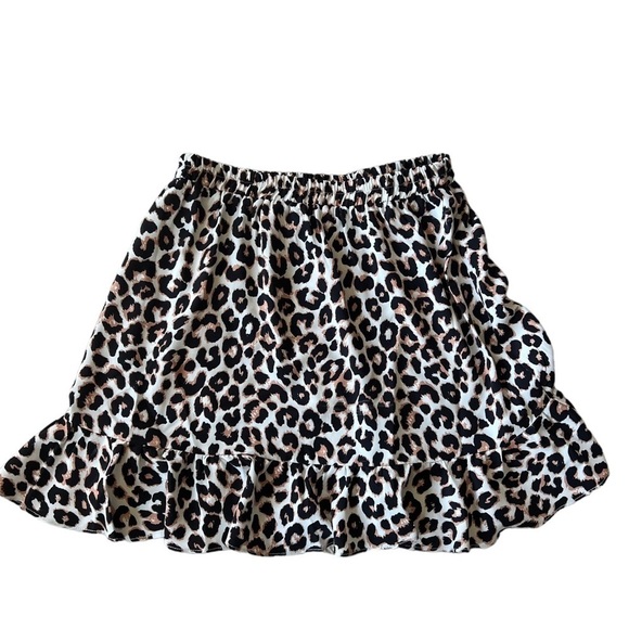 Princess Polly elastic waist animal print leopard ruffle mini skirt size 4 - Picture 1 of 6